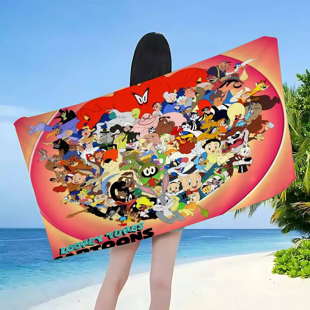 

L-Looney-Tunes пляжное полотенце с героями мультфильмов, милое летнее детское большое пляжное полотенце для ванной, бассейна, впитывающее микрофибро, для плавания, путешествий