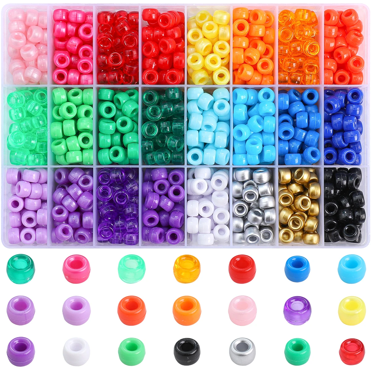 1Set/Bag Abot1200Pcs24 Bucket Bead Set Box Rainbow Beads Handmade DIY Jewelry Bracelet Earrings Accessories Materials