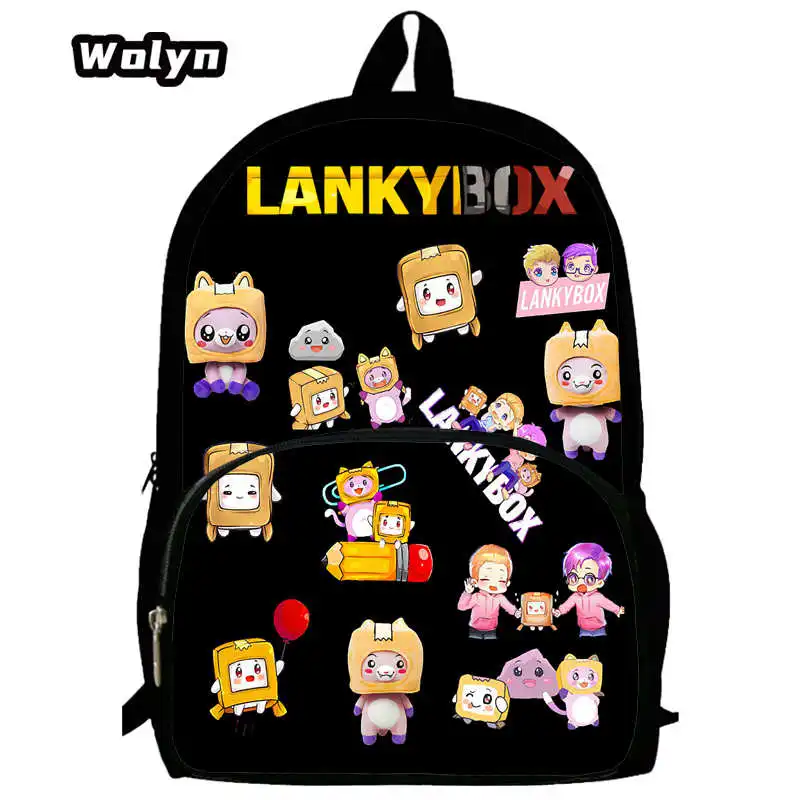 Mochila LankyBox tas sekolah kartun Anime, tas punggung sekolah permainan untuk anak laki-laki dan perempuan, tas punggung kapasitas besar untuk Grade1-4