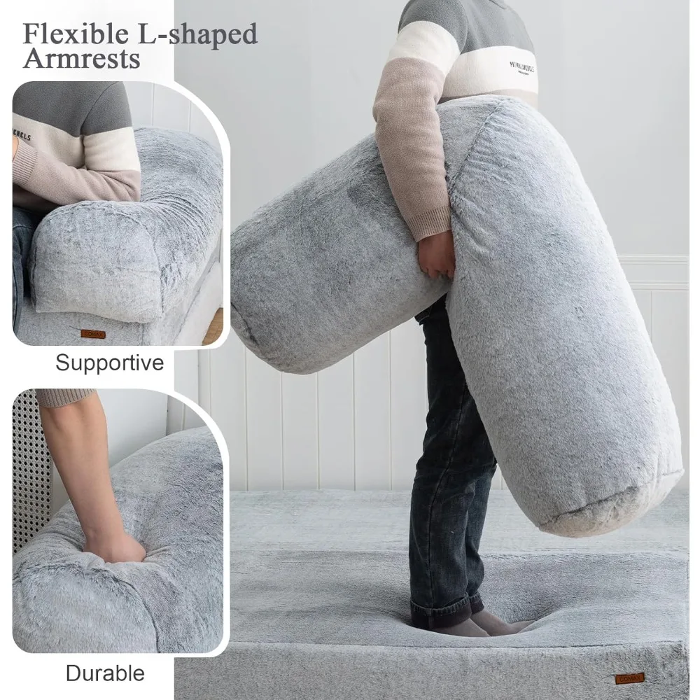 Queen Size Folding Sofa Bed, Convertible Couch into Bed, Adult Futon Chair Sleeper, Fold-Out Mattress Sofa for Bedrooms