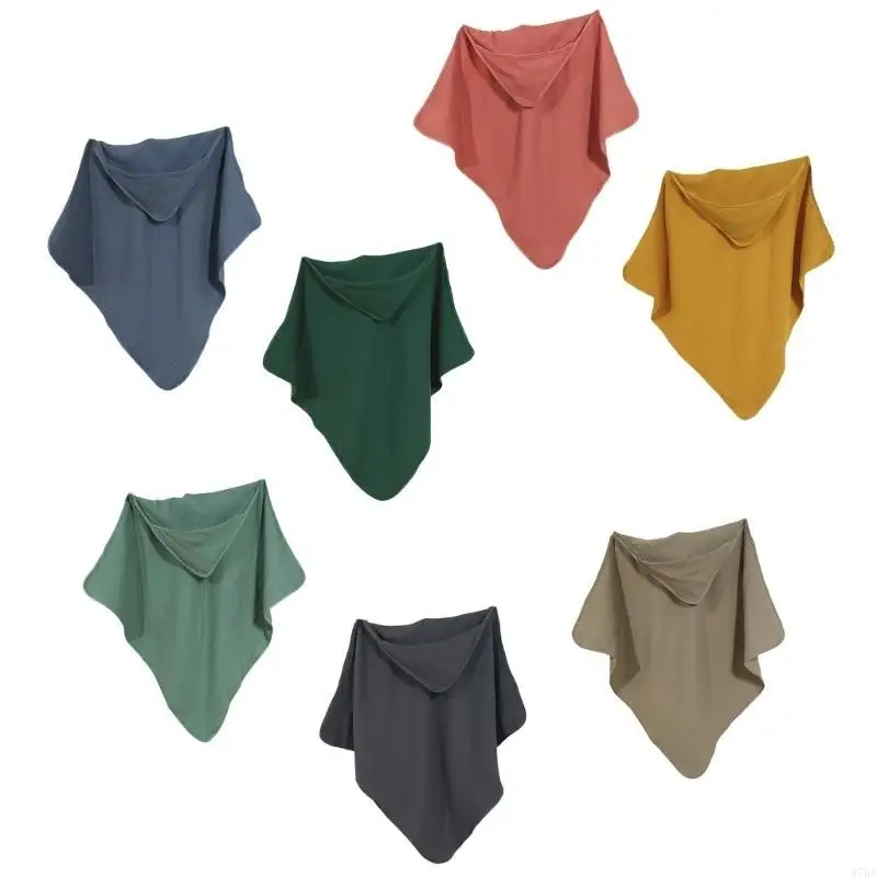 97BE منشفة بغطاء للرأس للأطفال للجنسين، 4 طبقات من القطن للرضع، للاستخدام في المنزل أو في الهواء الطلق #2