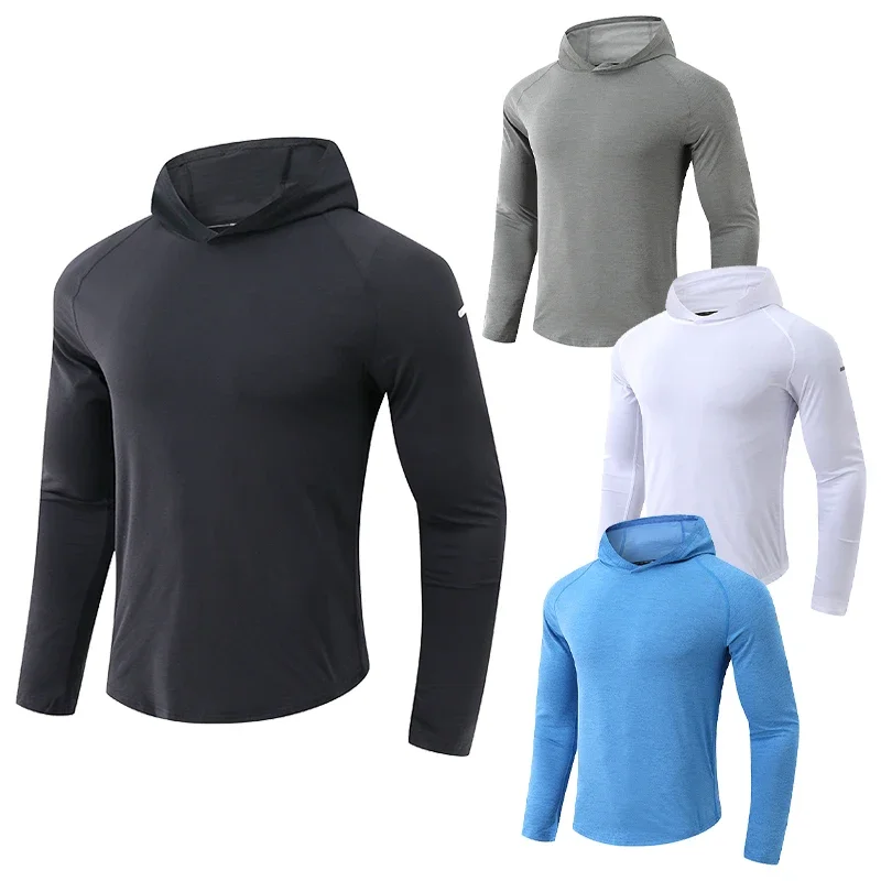 Men's Running Sports Shirts Tops Fitness Muscle Training T-shirt Long Sleeve Hoodies Outdoor Cycling Training Hoodie Clothes