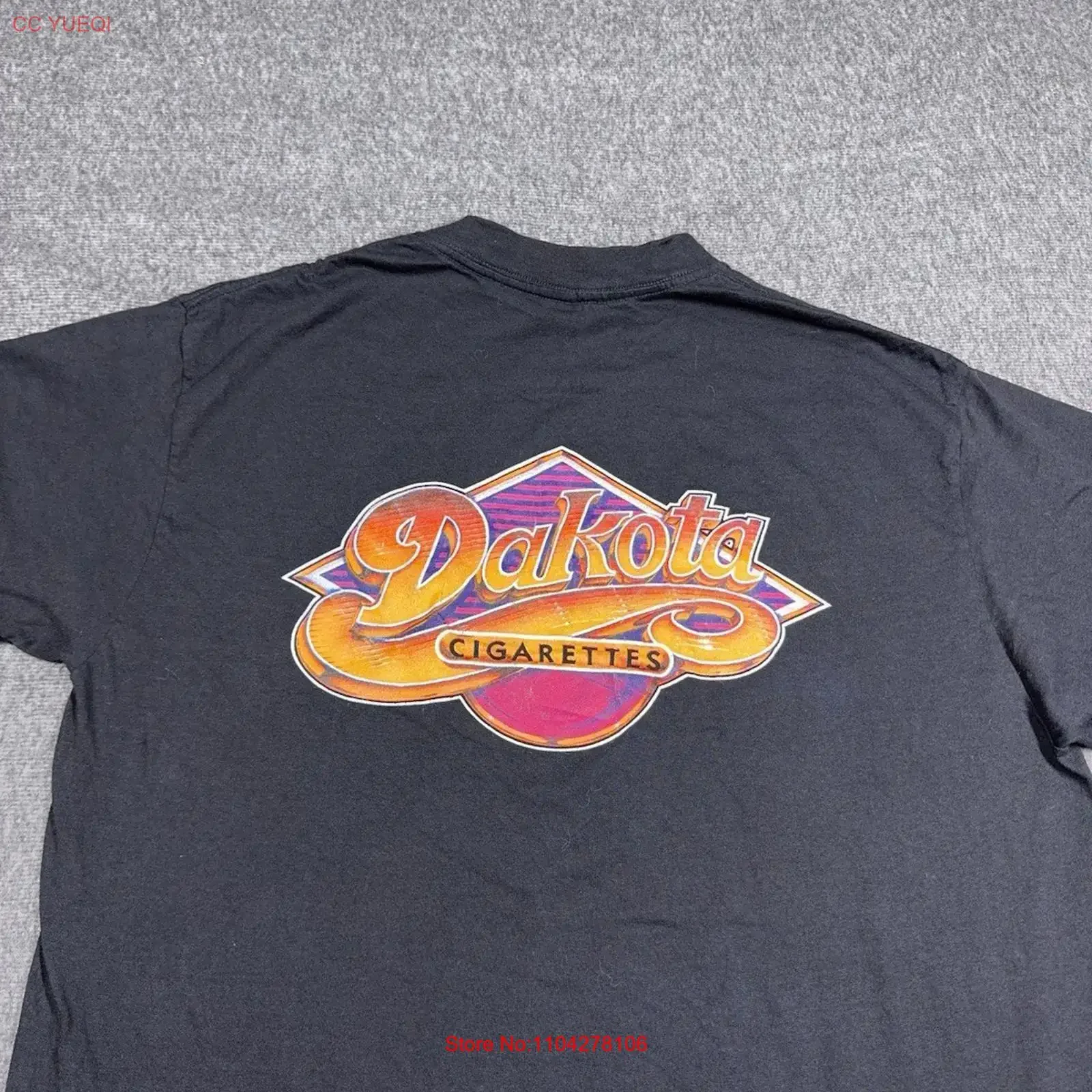 Dakota Cigarettes T Shirt Mens Size XL Black Vintage 1980s Tobacco Advertisement vintage Washed Casual streetwear Soft fashion