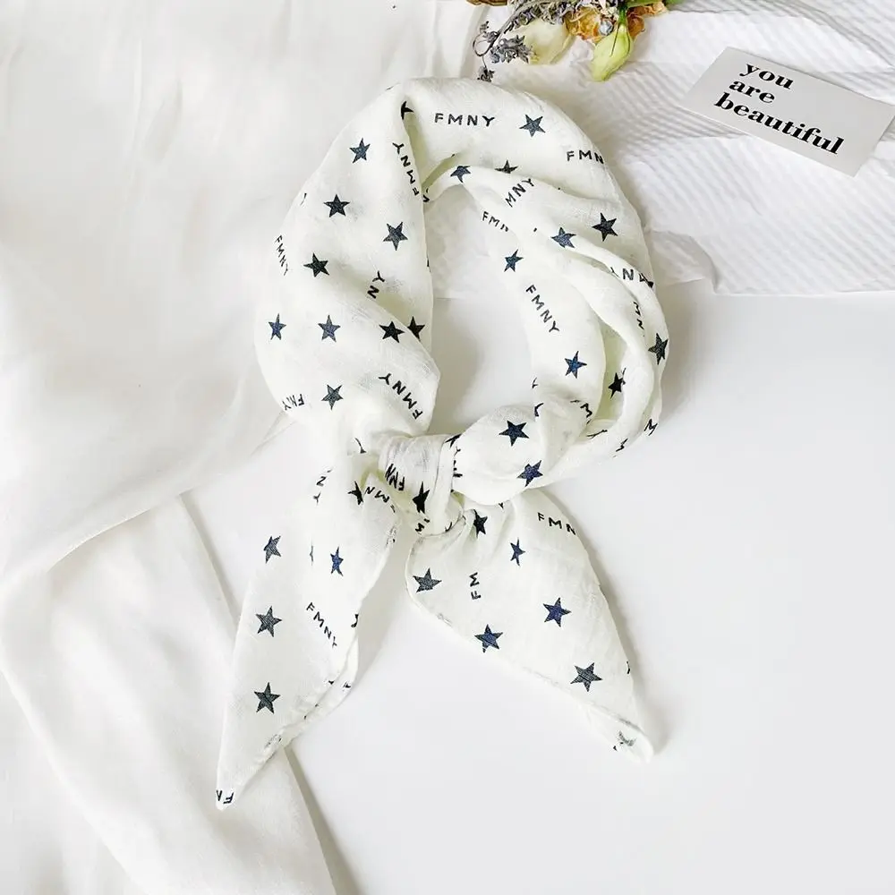 Picture 6: Fashionable Y2K Star-print Scarf Star-print Versatile Headscarf Elegant Foldable Head Wrap Women