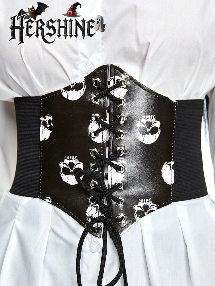 قطعة واحدة من غطاء الخصر على شكل جمجمة سوداء للنساء مع زخرفة عين خماسية Y2K على الطراز القوطي الداكن ملحقات الهالوين الأساسية #6