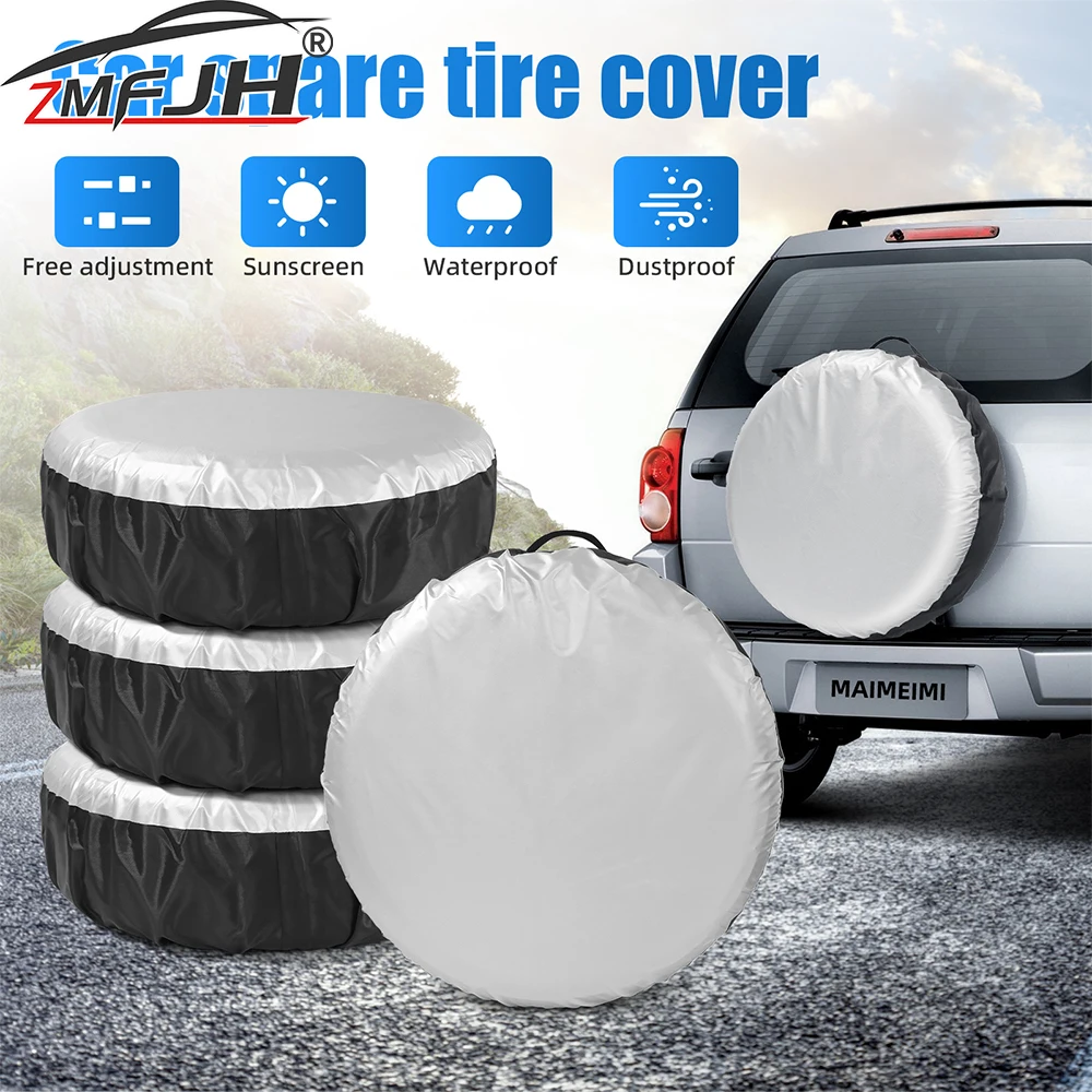 

4PCS Car Wheel Cover Storage Bags Auto Vehicle Spare Tire Cover Bag Protector Polyester Waterproof Car Tyre Wheel Covers