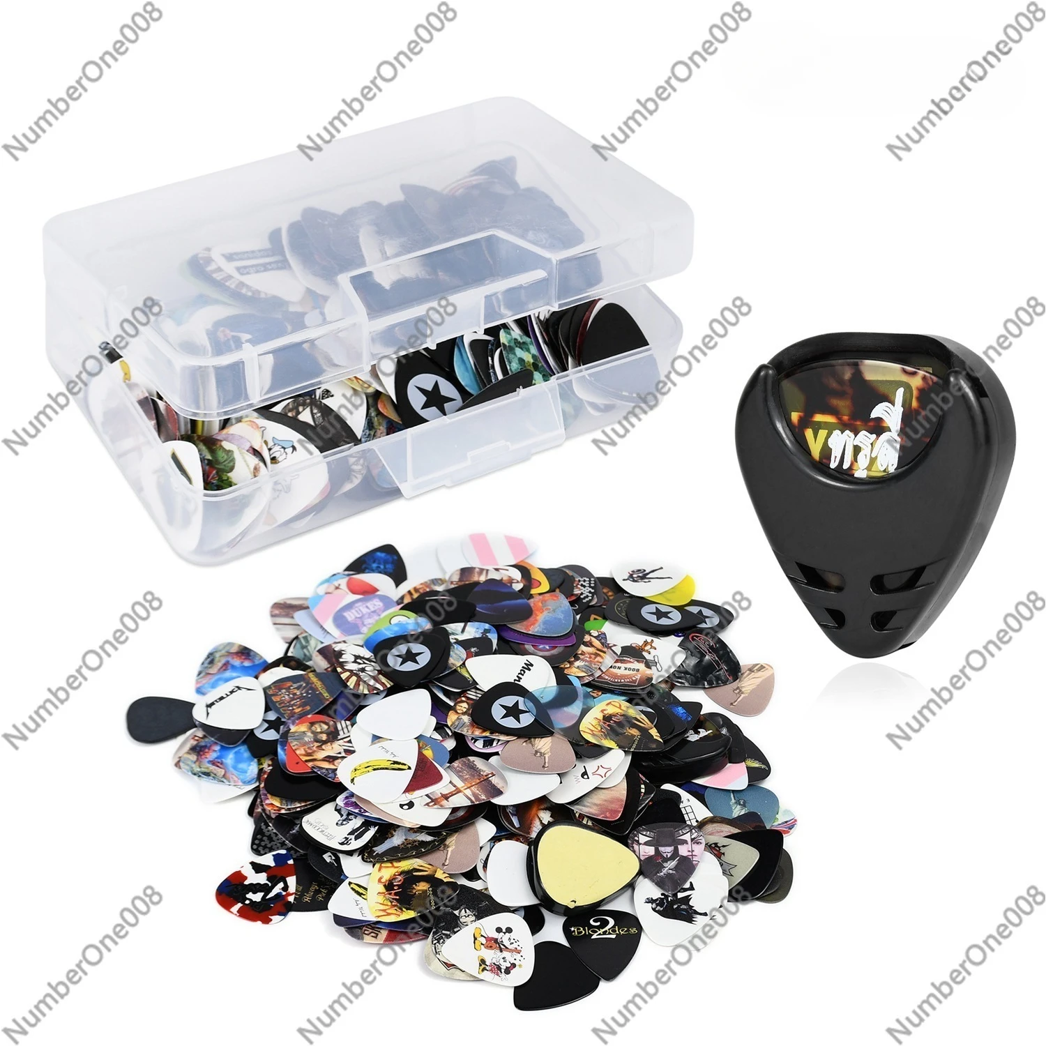 200 Pick Box, Personalized Rock Guitar Pick, Celluloid Shrapnel + Pick Clip (random Style Thickness)