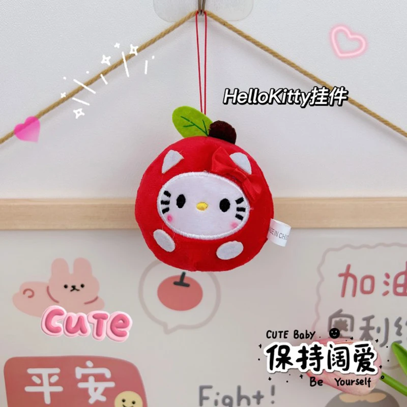 Sanrio Little Apple Niedlicher Schlüsselanhänger Plüschtiere für Mädchen Kawaii Rucksack Ornament Plüschtier Keychan Outdoor Fun Weihnachtsgeschenk