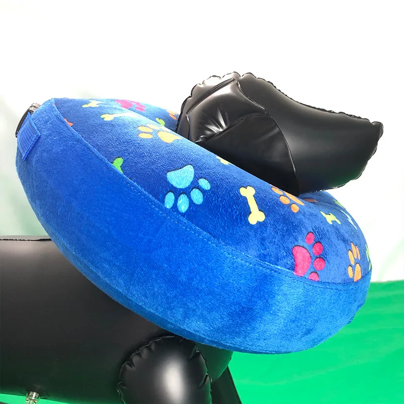 

Надувной защитный воротник для животных из ПВХ с мультяшным принтом лап, съемный, для легкой чистки, с флокированным покрытием, защитное кольцо типа «Елизавета»