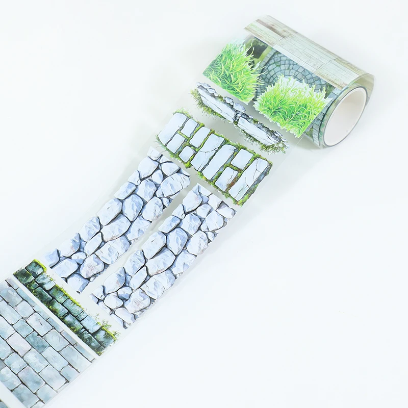 70mm * 200cm 빈티지 청석 벽돌 식물 풍경 PET 테이프 크리 에이 티브 DIY 저널 재료 콜라주 스크랩북 편지지