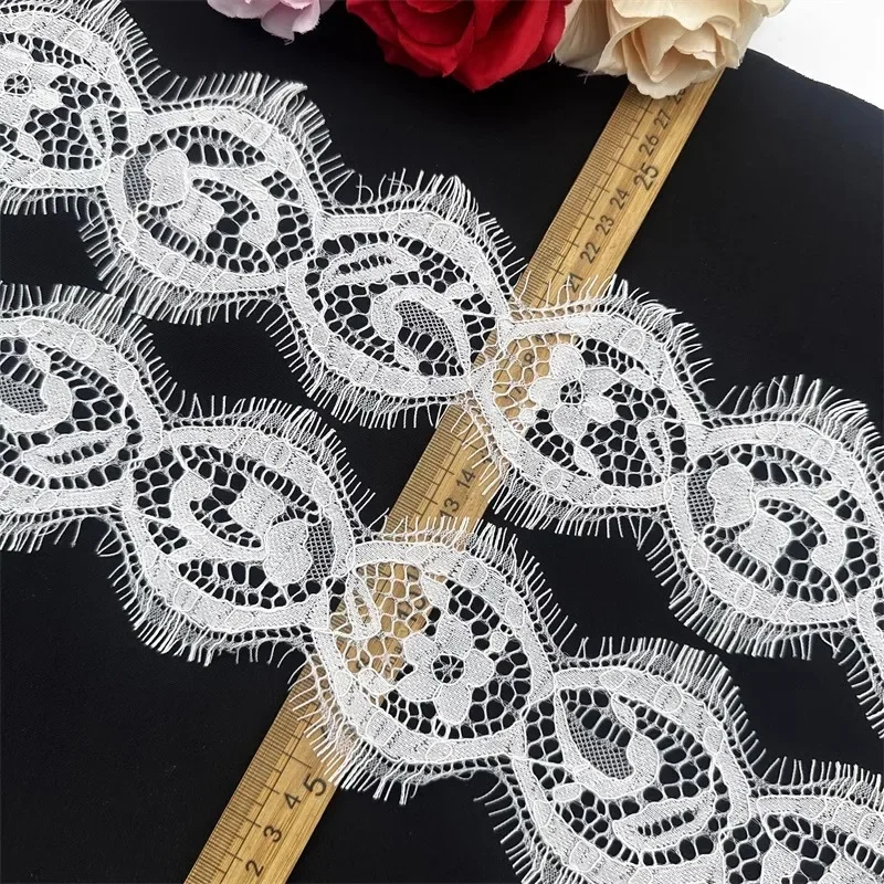 African lace fabric 2024 high quality 1yard eyelashes, garment stitching, embellishment materials, DIY necklines accessories