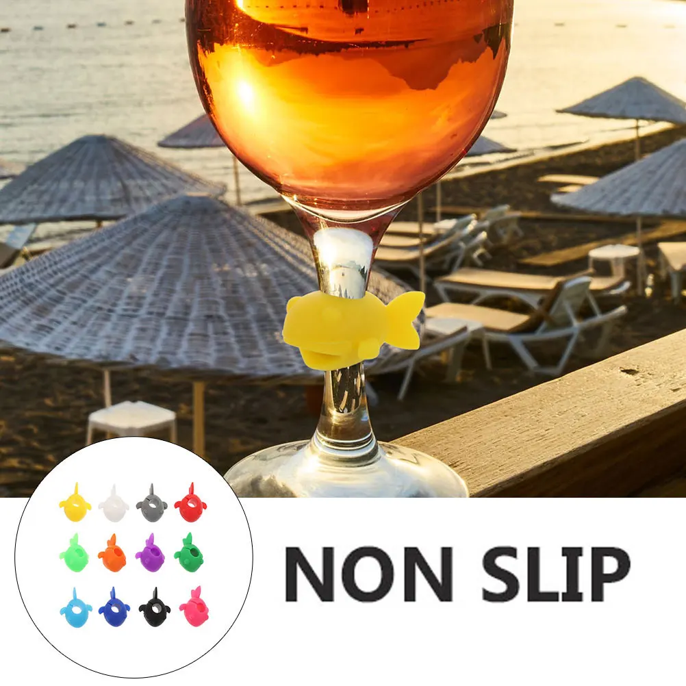 

24Pcs Wine Charms Decorative Glass Identifiers Colorful Drink Tags Party Favors Guppy Style Markers for Wine Glasses Accessories