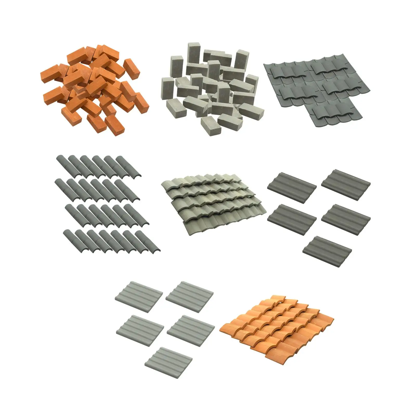 Miniature Bricks Roof Tiles 1/12 Scale Dollhouse Decor Model Building Materials Mini Blocks Realistic for Miniature Enthusiasts