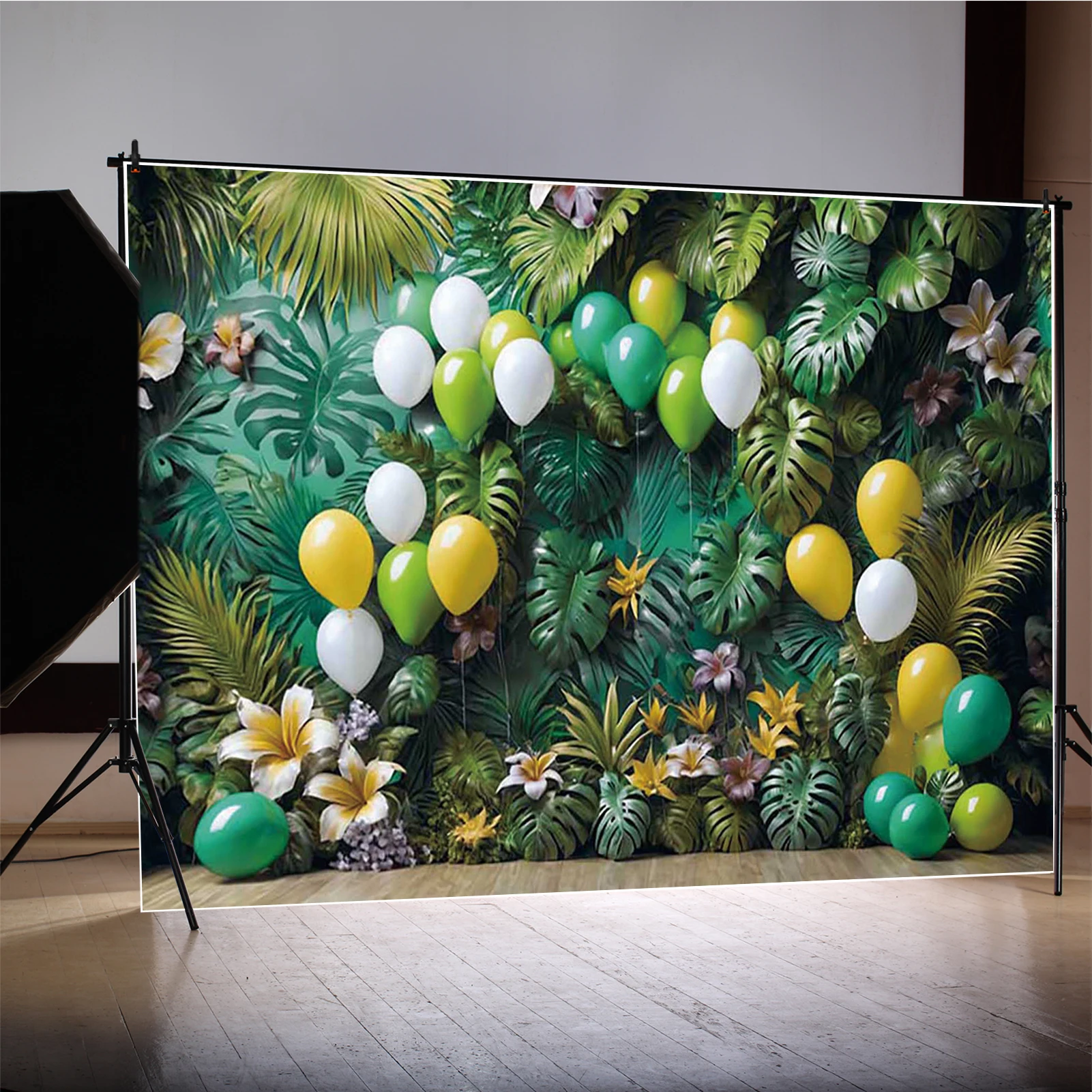 MOON.QG Jungle tropische achtergrond voor Cake Smash meisje babyjongen 1e verjaardag zomer foto achtergrond teddybeer palmboom decor