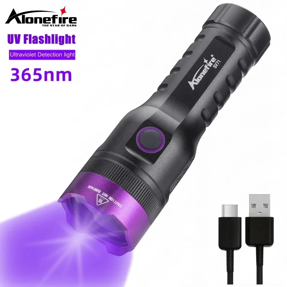 Alonefire SV71 UV Blacklight Flashlight 365nm 20W Fluorescent Detector Torch for Pet Urine Dry Stains Money Check Resin Curing