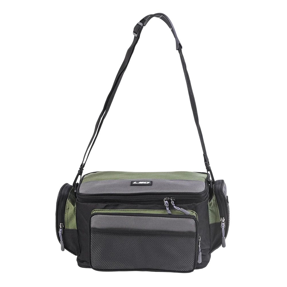 

Waterproof Fishing Storage Bag Camping Gear Adjustable Shoulder Bag Green gray Fishing Carryall Bag Reinforced Zippers