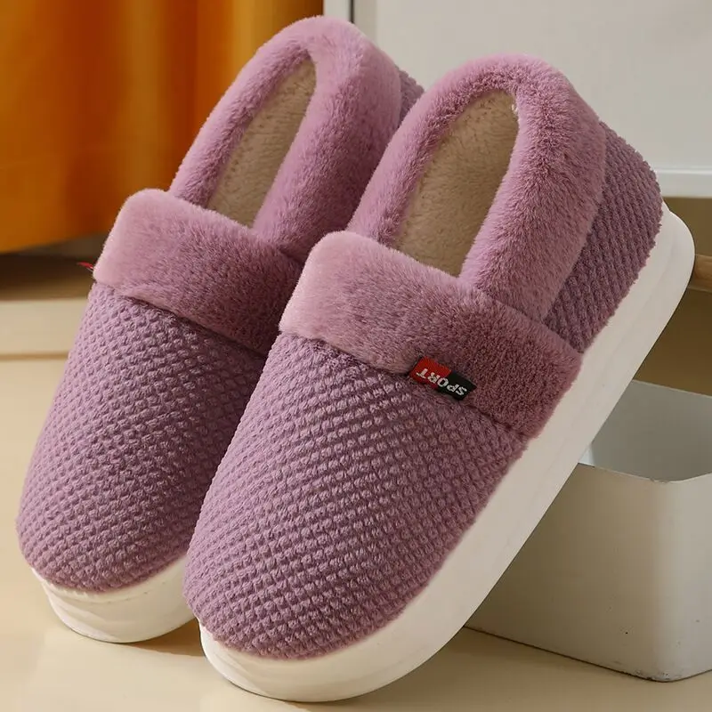 Slippers Home Men's Winter Shoes Soft Man Home Slippers Cotton Shoes  Warm Plush Non-slip Women Casual Indoor Flat Shoes