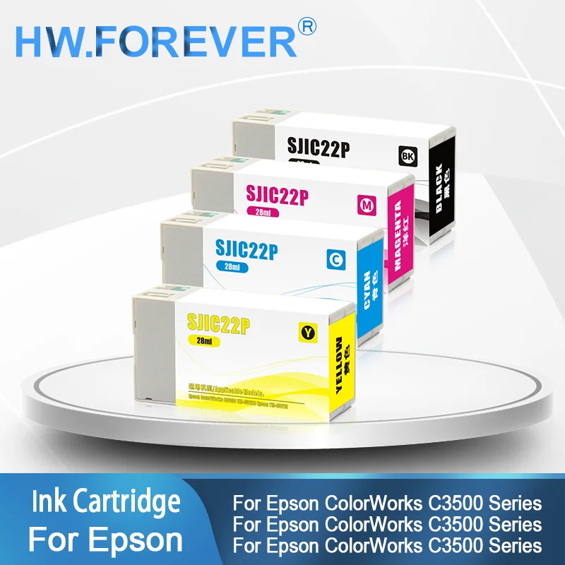 Cartuccia d'inchiostro compatibile SJIC22P Europa con inchiostro pigmentato chip per stampanti Epson ColorWorks serie C3500 30ML inchiostro Plug And Play