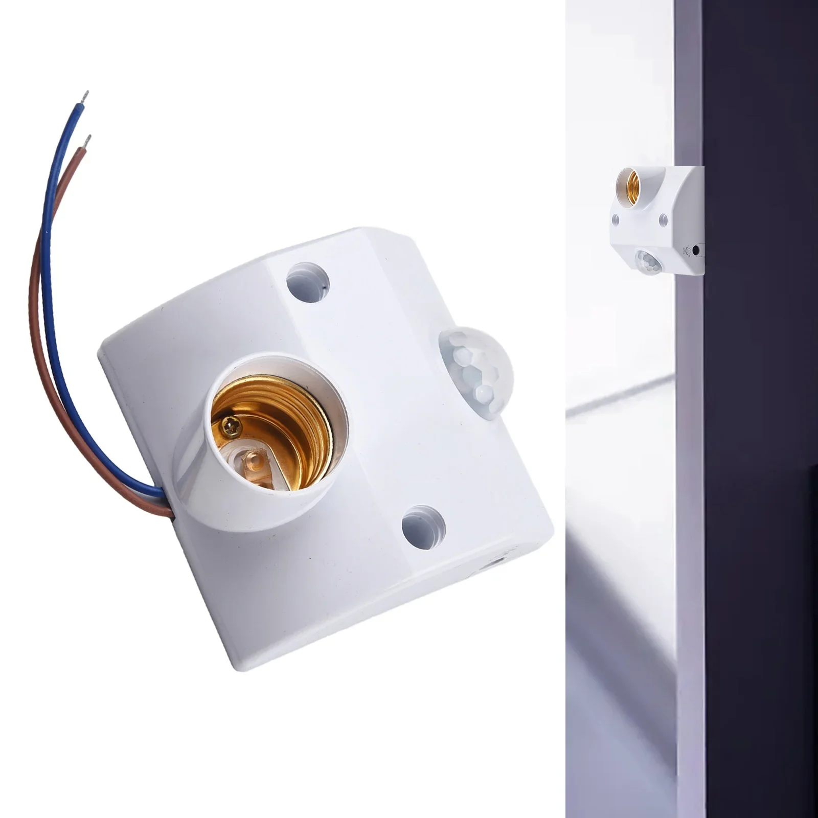 

1PC Infrared Sensor White Infrared Body Sensor Head E27 Lamp Head Sensor E27 Screw Socket Lamp Holder Twist-Adjustment Tool