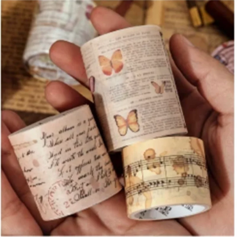 30mm/40mm/50mm*2m Vintage Washi Tapes 35cm Cycle DIY Scrapbooking Decor Junk Journal Collage Stationery Craft Tapes