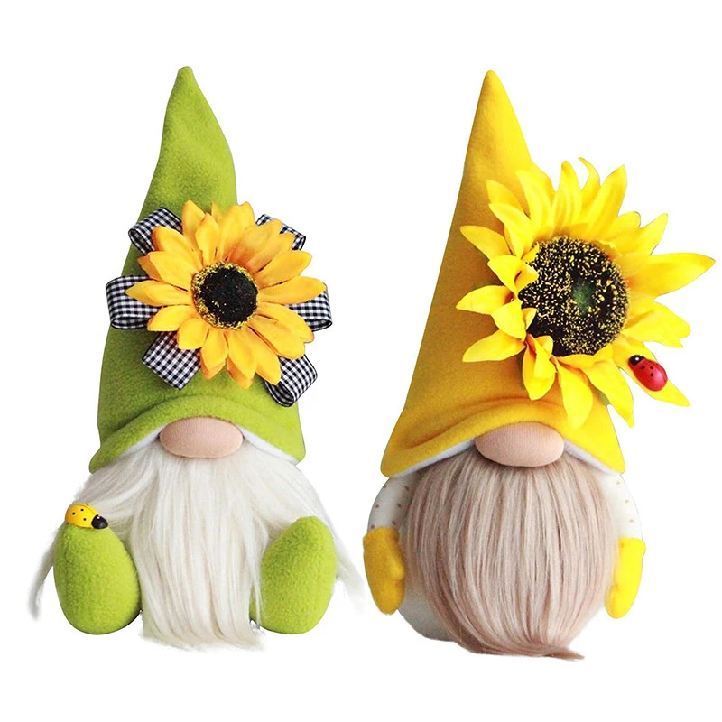 Bee Gnome Spring Sunflower Doll Decor Handmade Bumble Plush Faceless Doll Ornaments Bedroom Desktop Ornaments Spring Decor