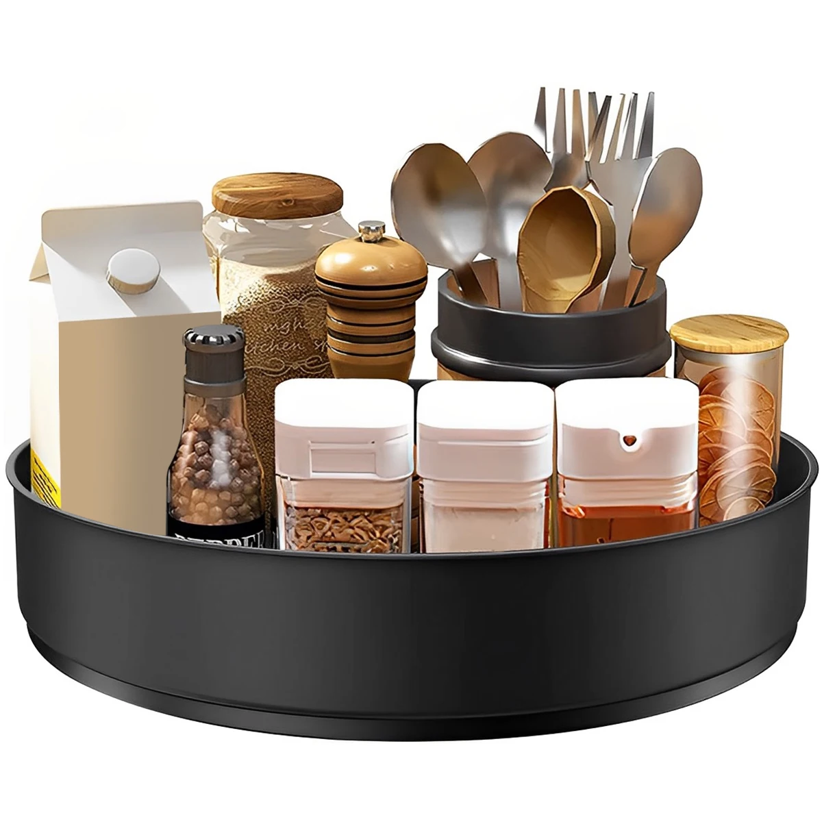 Stainless Steel Layer Turntable Organizer Multifunction Kitchen Storage Decorative Trays Rotating Spice Rack Kitchen Accessories