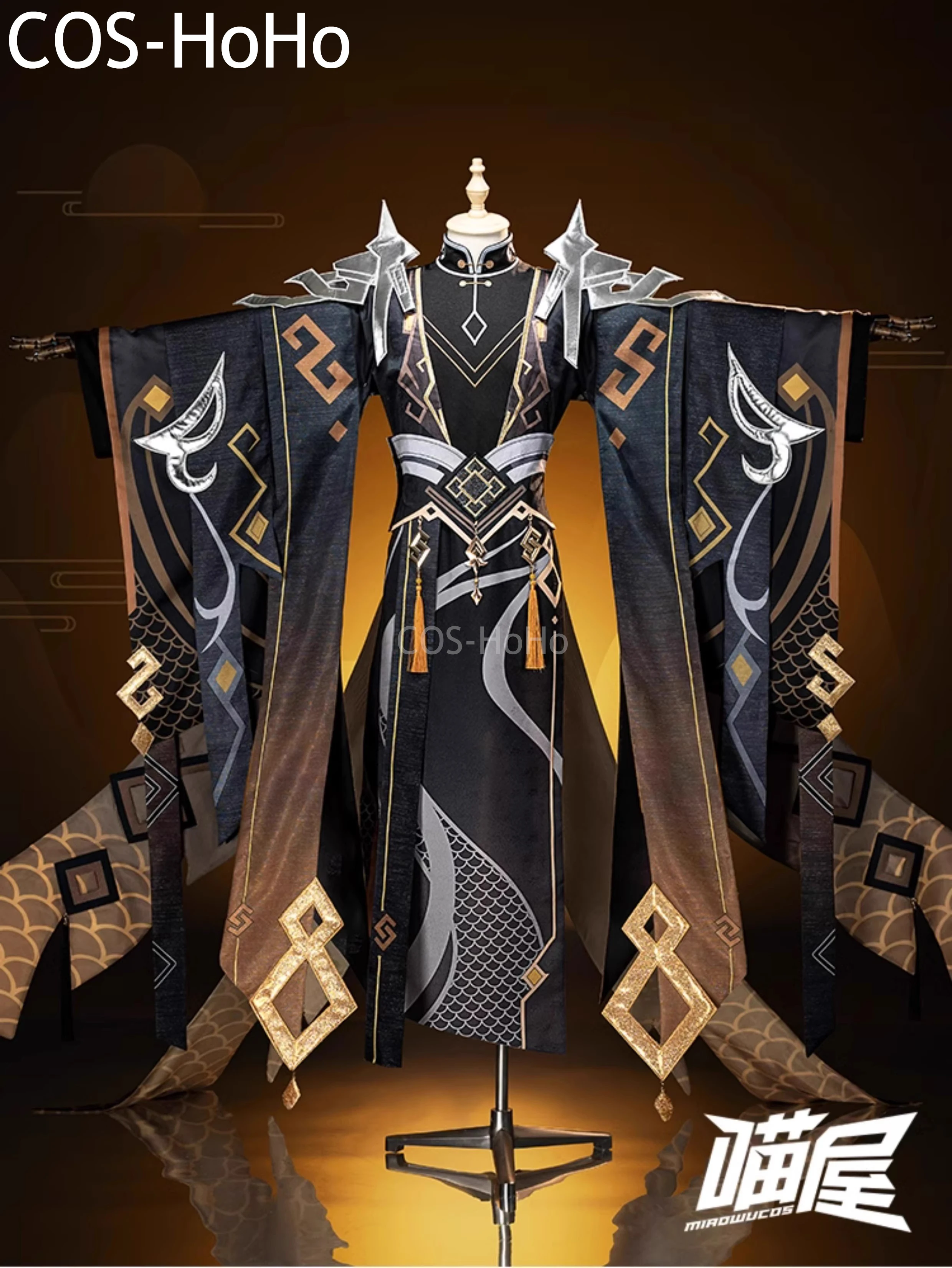 COS-HoHo Genshin Impact Zhongli Shan Hai Jing Game Suit Gorgeous Uniform Ancient Cosplay Costume Halloween Party Outfit Men