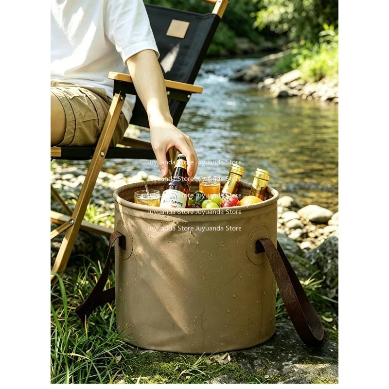 Outdoor Camping Bucket Foldable Portable Travel Large Capacity Hand Bucket Washing Vegetables Soaking Bucket Foot Soaking Bag