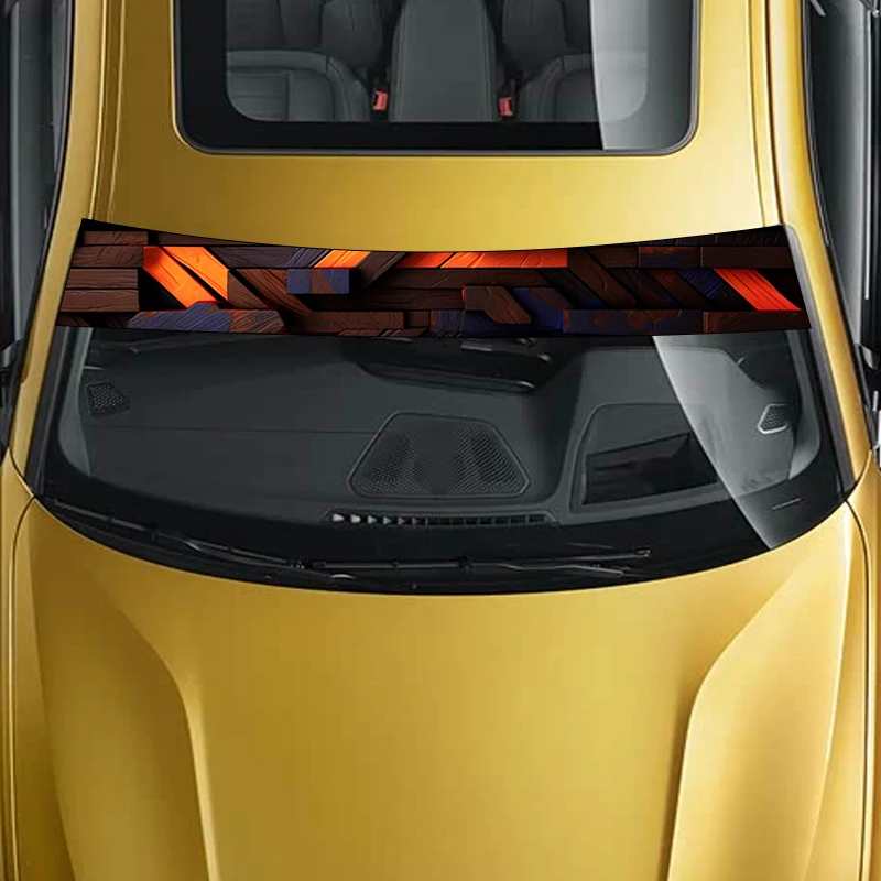 قطعة واحدة من شرائط زخرفية صناعية متداخلة من الخشب البني البرتقالي، ملصق زخرفي عالي الأداء، فيلم فينيل للسيارات