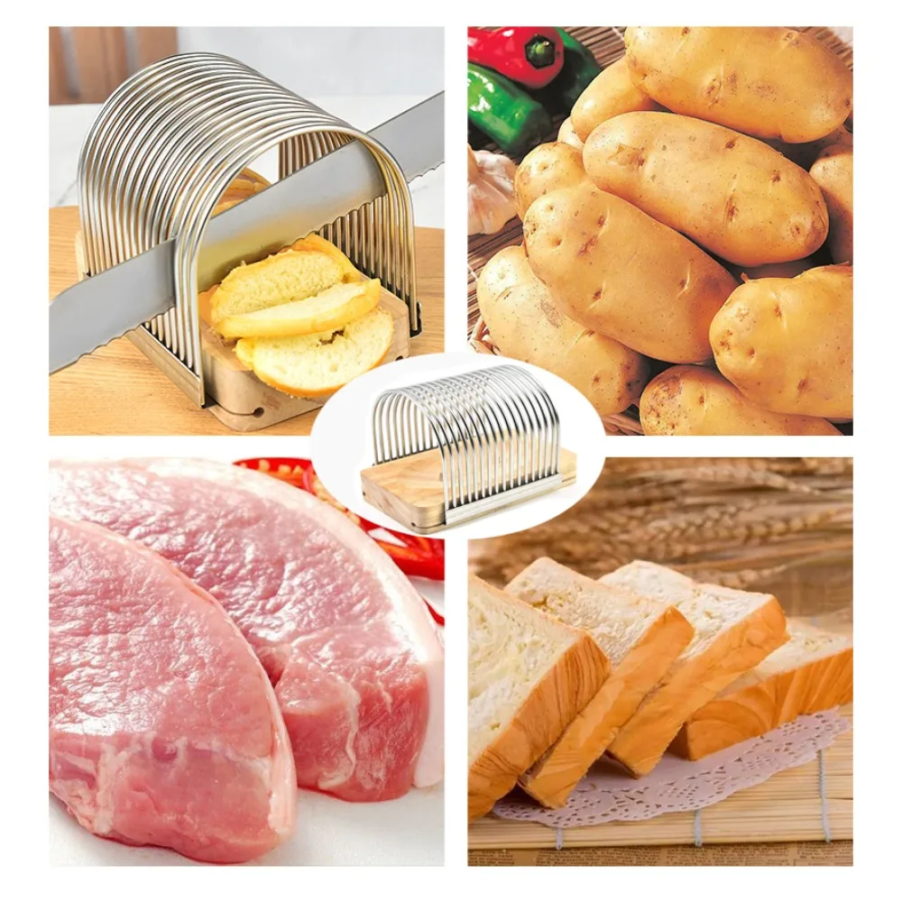 

Stainless Steel Kitchen Baking Tools Manual Adjustable Bread Slicer Durable Non-Slip Multipurpose Slicer