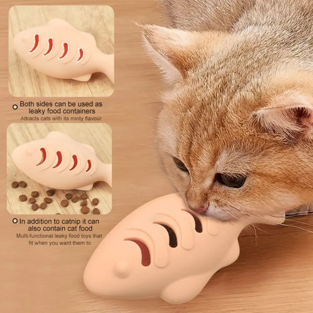 Simulation Cat Silicone Fish Toy Bite-Resistant Fish Shape Fish-Shaped Catnip Toys Cat Chew Toy Cat Puzzle Toys Self Happy