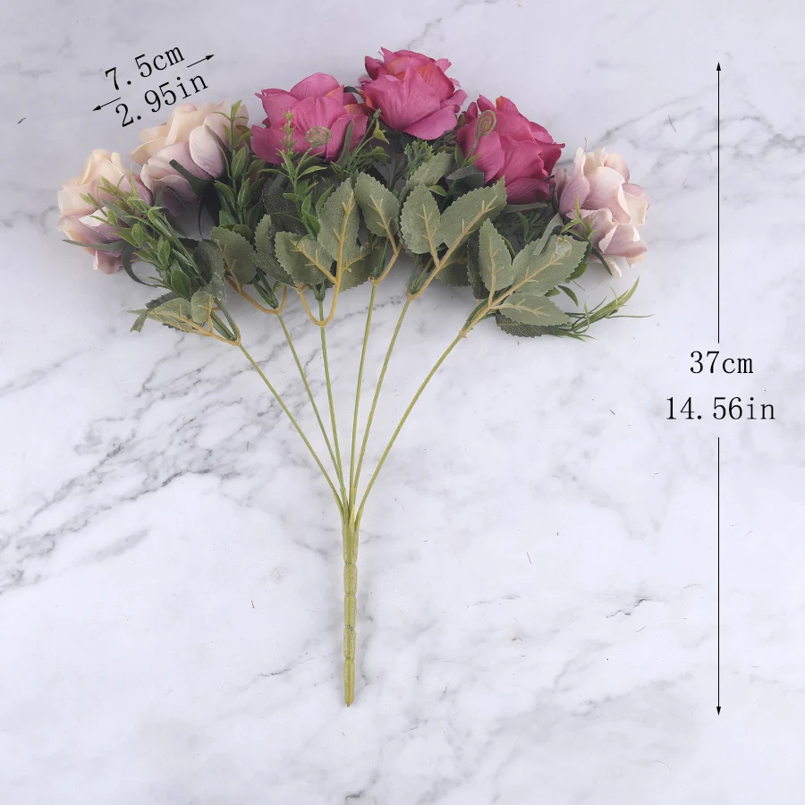 6 Heads Roses Artificial Flowers Pretty Silk Peony Bouquet Wedding Party Bridal Decor Fake DIY Home Living Room Vase Decoration