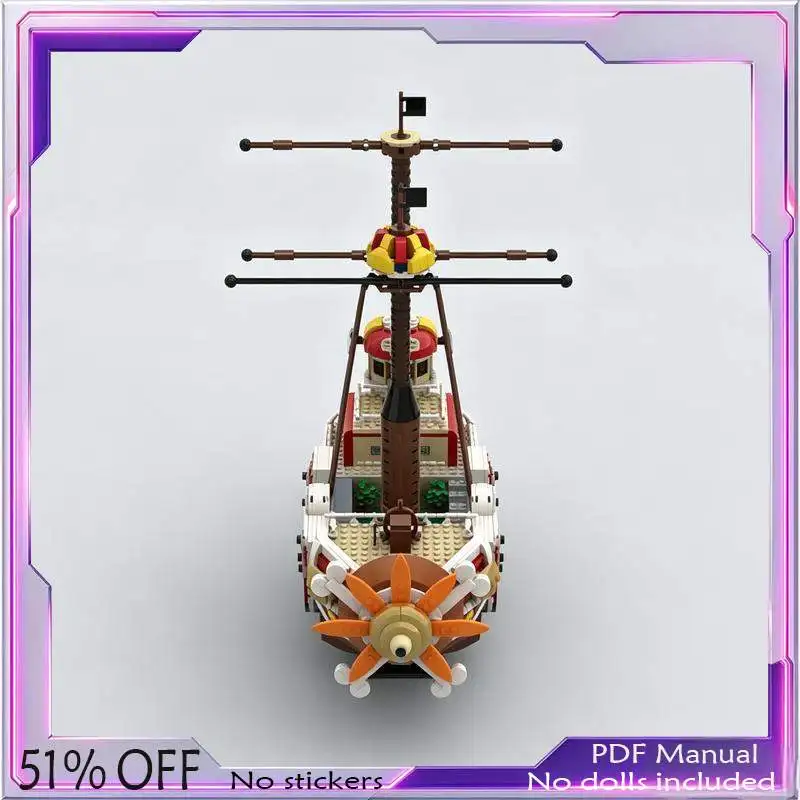 2015PCS Fantasy Pirate Sailing Ship Boat Ocean Voyage Model Custom Building Blocks DIY Assembly Toy Collection Display Gift