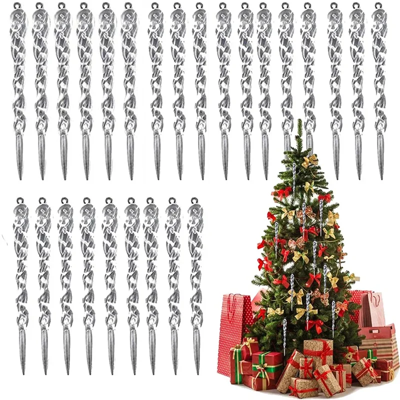 12Pc 13cm Christmas Simulation icicles Ornament Xmas Tree Hanging Ornament Fake Icicle Winter Party New Year Decoration Supplies