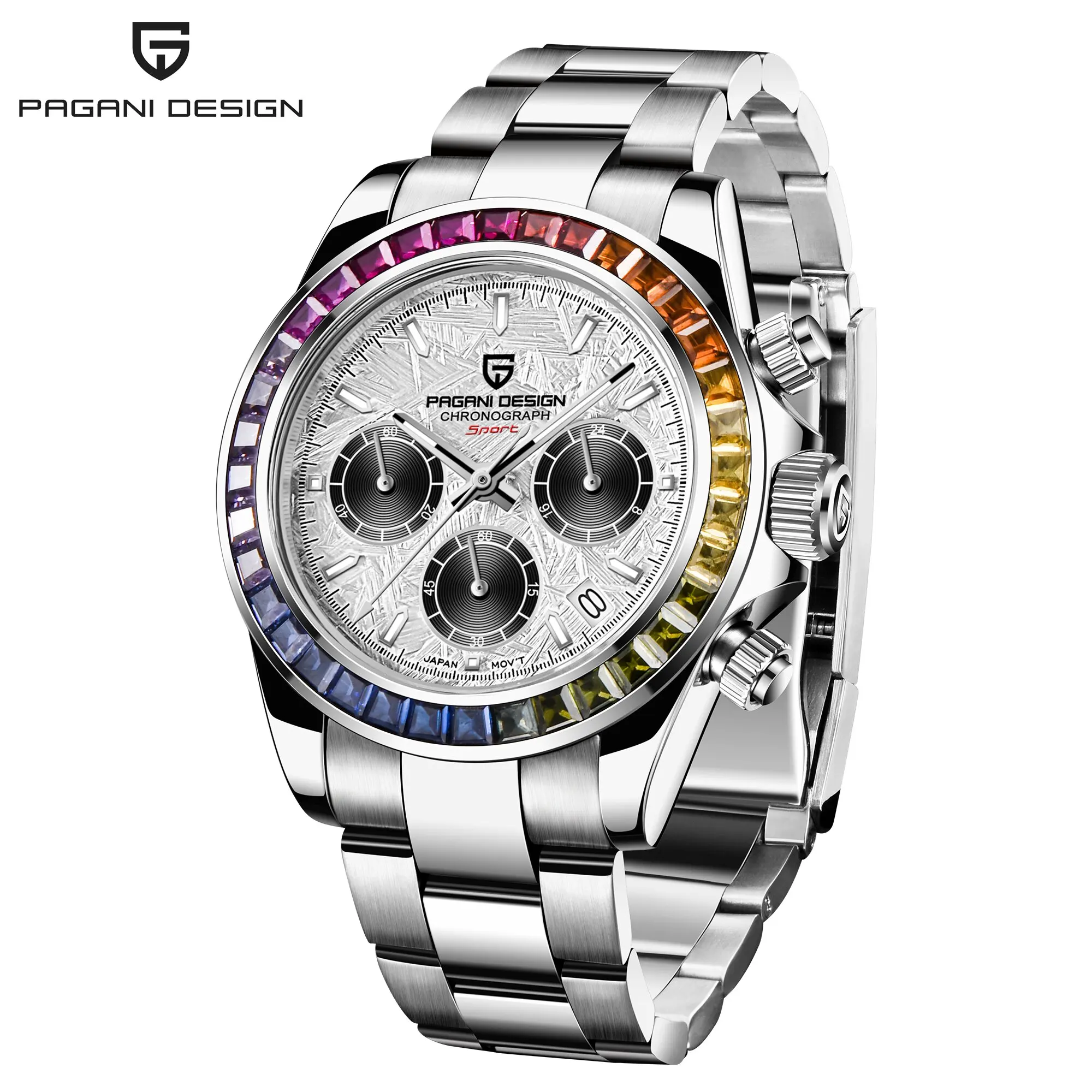 PAGANI DESIGN Men's Casual Quartz Watch 40Mm Outdoor Trendy Stainless Steel Sapphire Wear-Resistant Mirror Luminous Diving Watch image 3