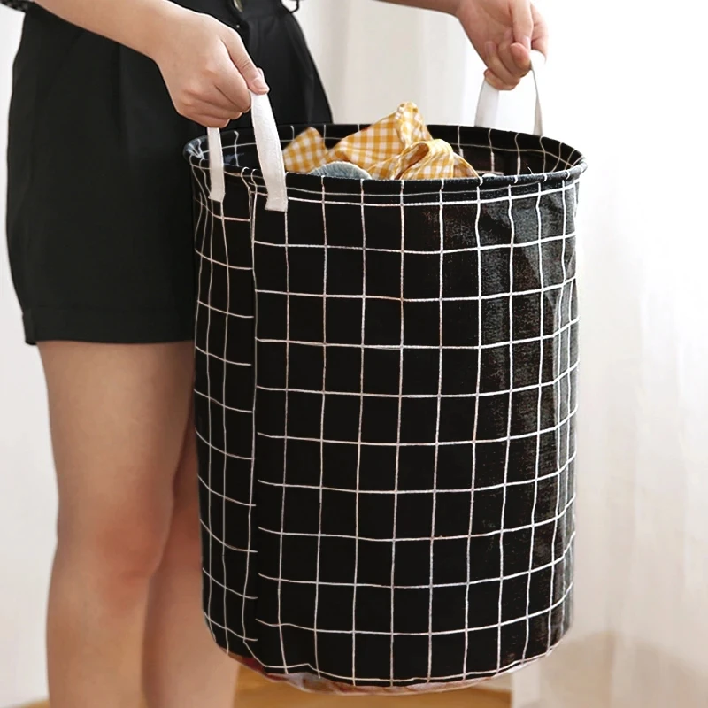 

Большая тканевая корзина для грязной одежды для дома, ведро для хранения игрушек, корзина для грязной одежды из хлопка и льна, складная и водонепроницаемая. #