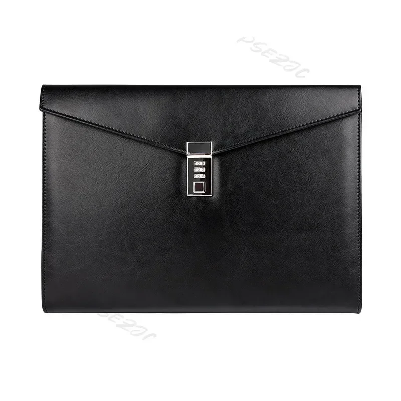 A4 Confidential Document Bag Portable Leather Password Lock Official Document Business Travel Manager Bag