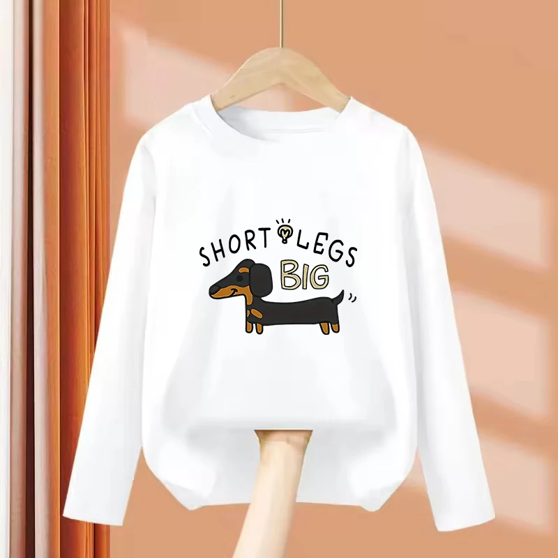 Long Sleeve Fashion Dachshund Dog Design T-Shirt Printed T Shirt Boys Girls Summer Clothes Tops T-Shirts Cute Clothing Kids