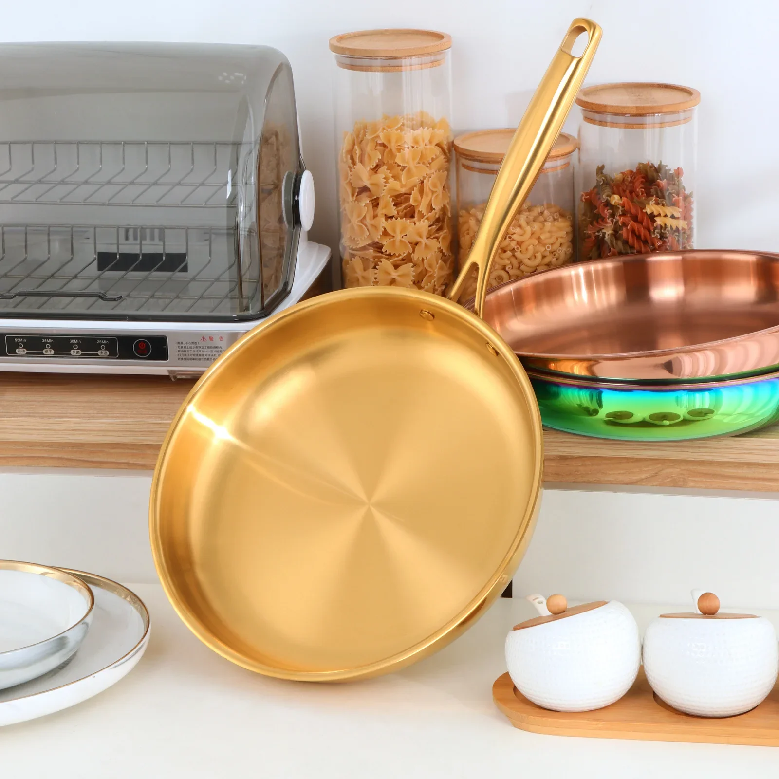 {Only dazzling colors are in stock}304 Stainless Steel 28CM Frying Pan High Quality Pan Fried Steak Non Stick Pan General