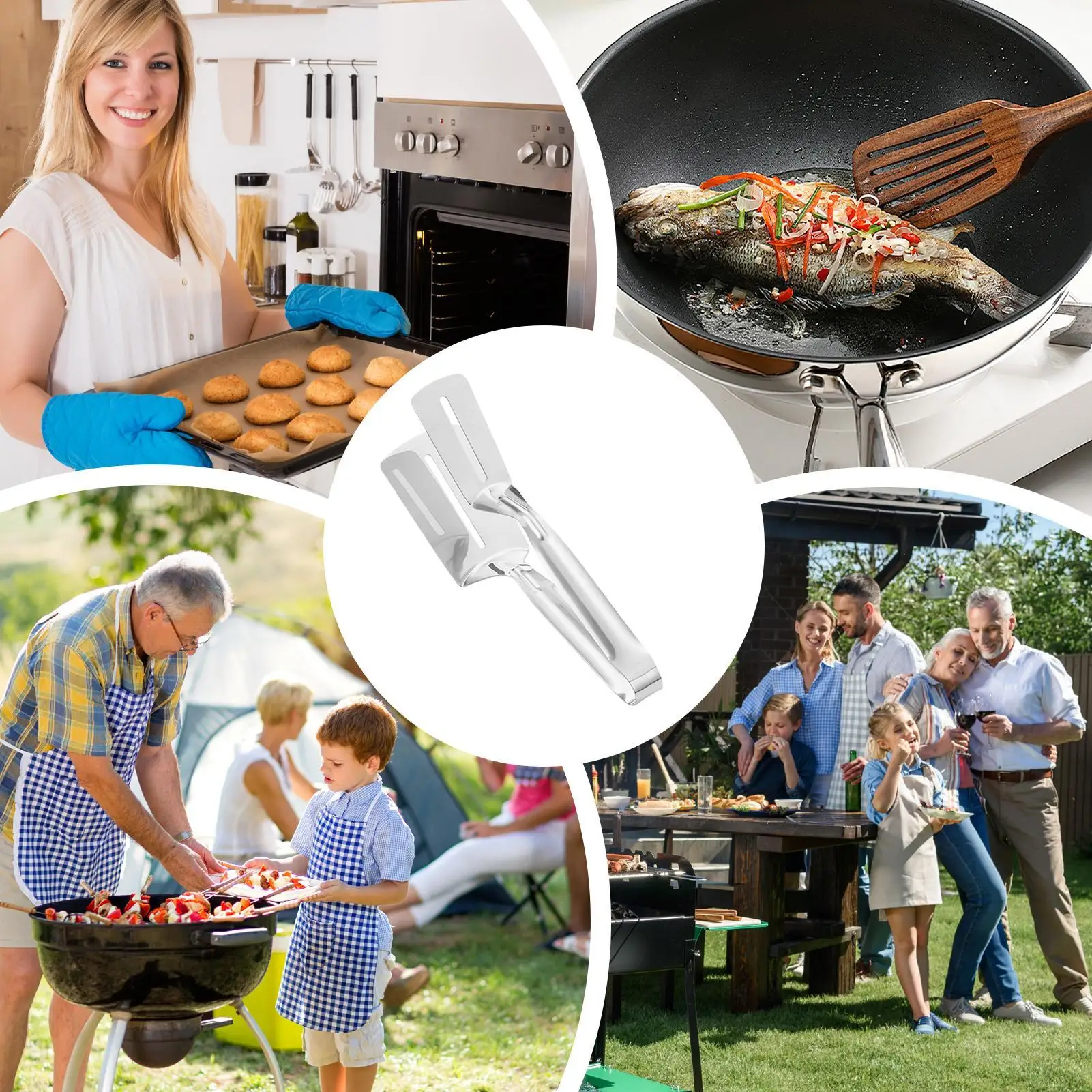 

Grill Clamp Spatula Non-stick Shovel Heavy Duty Stainless Steel Grill Clamp Spatula For Steak Fish Bread Hamburger BBQ Pizza