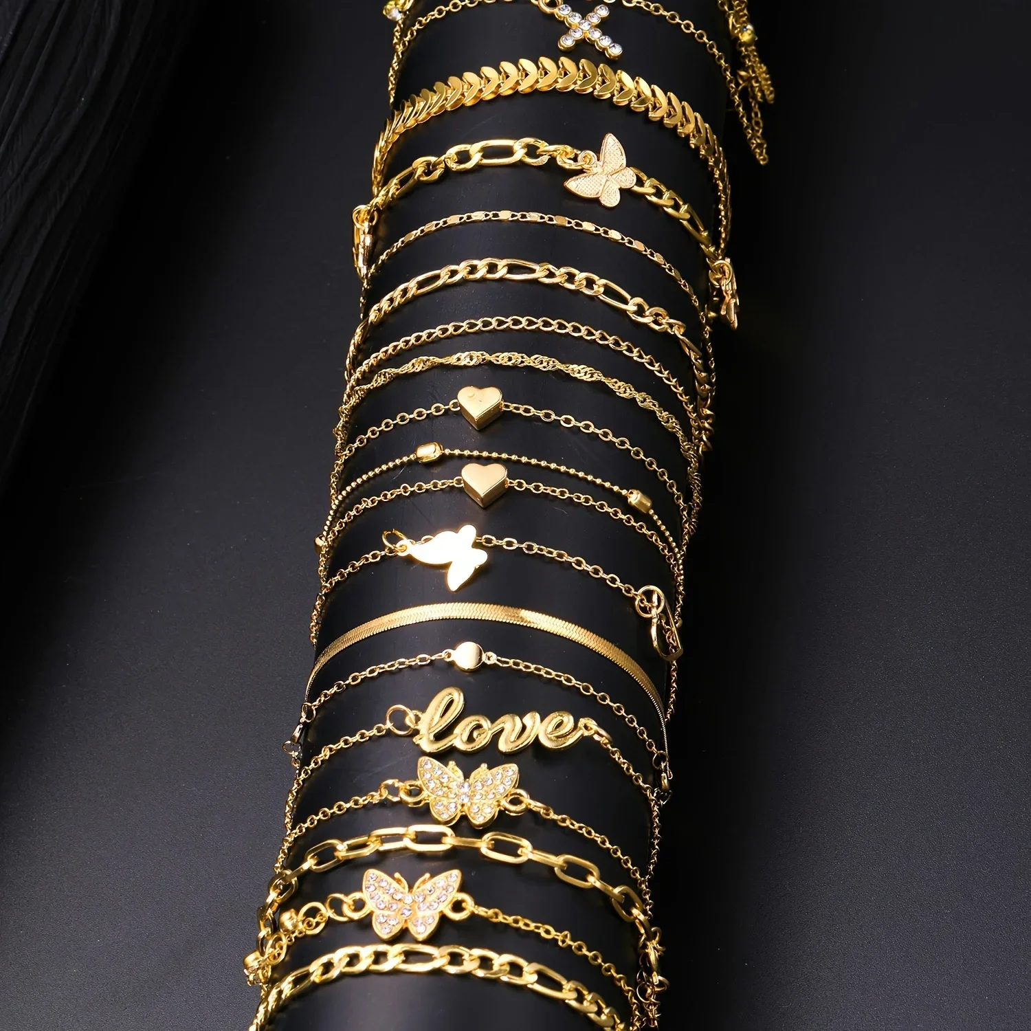 14 قطعة البوهيمي الصيف شاطئ خلخال مجموعة للنساء خمر فراشة القلب كريستال قلادة القدم أساور خاتم هدايا مجوهرات أنيقة جديد #6