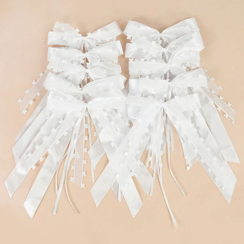 

10/20PCS Wedding Love Bowknots Ribbon White Lace Silk Handmade DIY Hair Bouquet Gift Packaging Party Decorative products