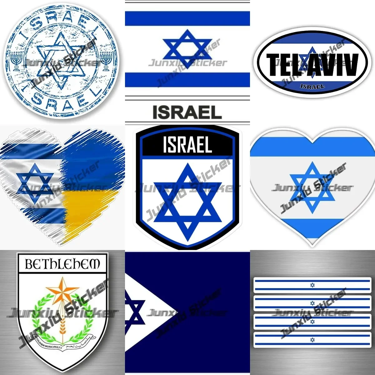 

Israel Sticker Israeli Flag Coat of Arms Shield Decal Souvenir Israel Jerusalem Tel Aviv Stamp Emblem Car Decoration Accessories