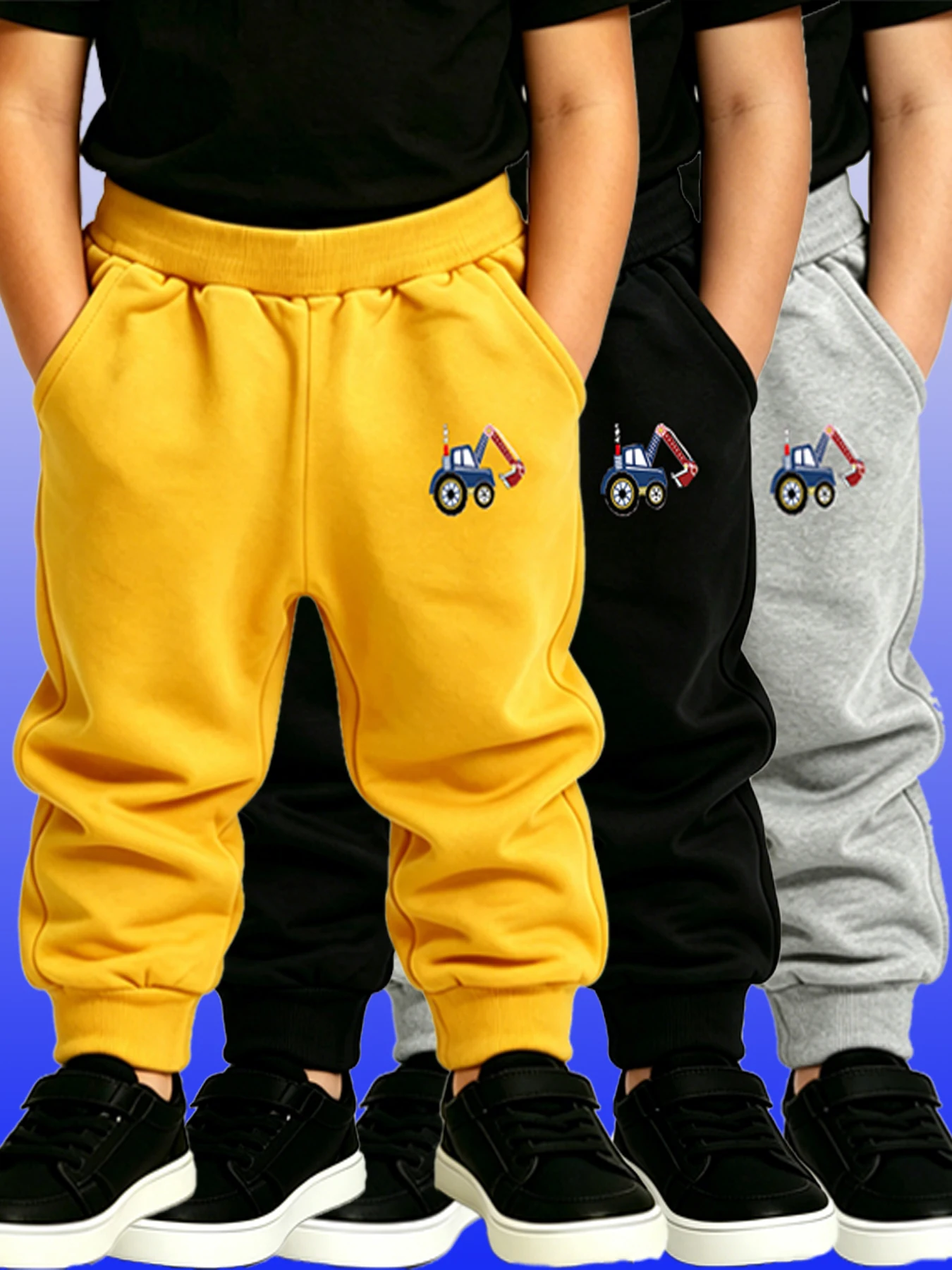 3PCS New Arrival Boys Girls Excavator Print Sports Trousers Kids Jogger Sweatpants Four Seasons Children's Ankle-Length Pants
