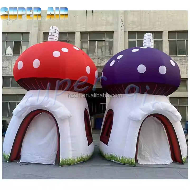 Casa de setas inflable para niños, tienda de campaña con forma de seta, decoración bonita y enorme