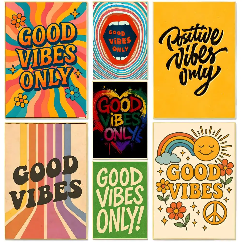 Uplifting Artwork G-Good Vibes Only Poster Living Room Bedroom Decorative Print Unframed Decor