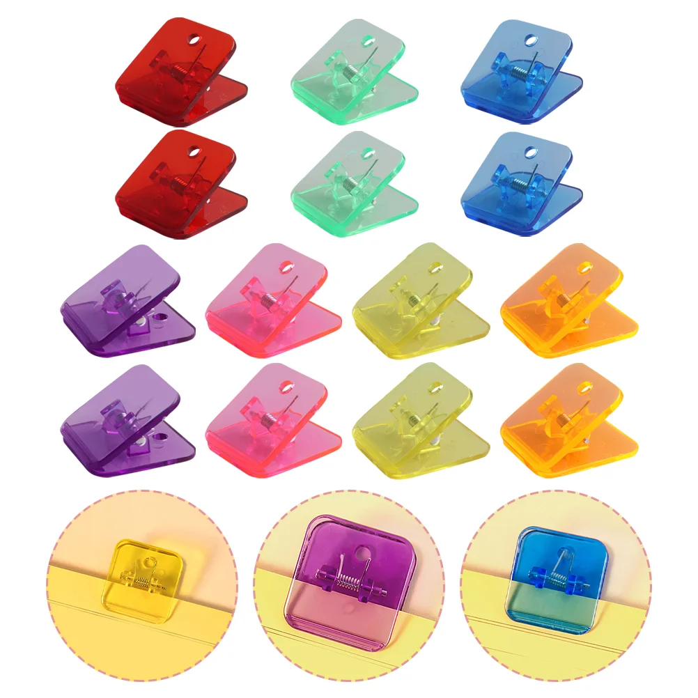 14 Pcs Transparent Folder Plastic Clip Household Paper Adorable Multi-function Portable Binder