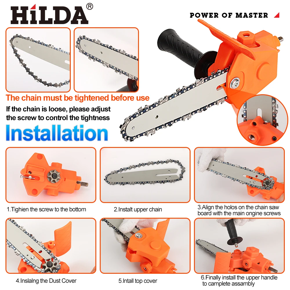 HILDA 4/6 дюймов электрическая дрель для электрической цепной пилы адаптер портативные наборы конверсионных головок насадки деревообрабатывающие обрезные инструменты