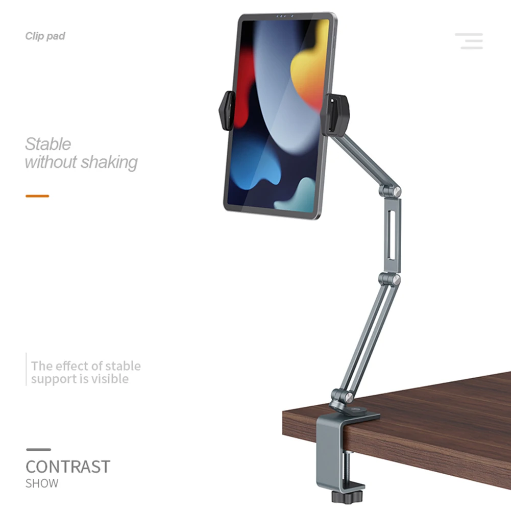 360 Dudukan Tablet Meja Tempat Tidur Dapat Disesuaikan untuk Ponsel 4-13 Inci Tablet Tempat Tidur Lengan Malas Dudukan Tablet Aloi Aluminium