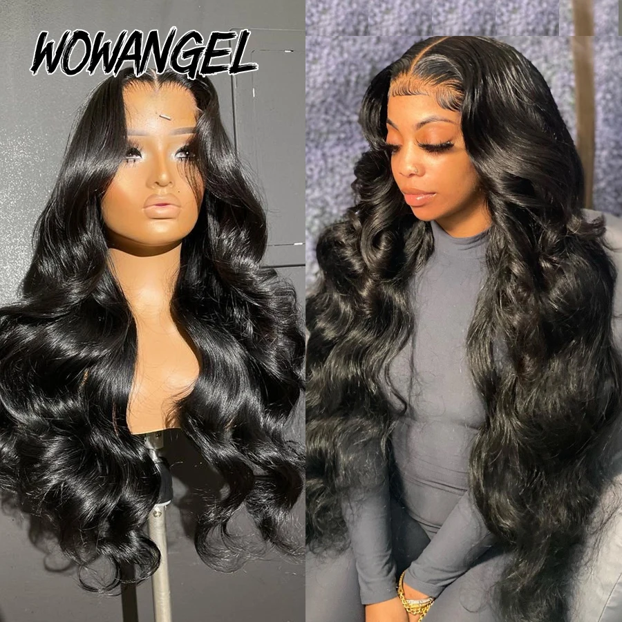 Wow Angel-Invisible HD Lace Frontal Peruca, Cabelo Humano Perucas, Onda Do Corpo, Derreter Skins, 13x6, 13x4, 34 em